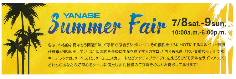 7/8(土)-7/9(日)YANASE Summer Fair開催🌞